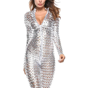 Combinaison moulante sexy femme brillante ajourée La Night - GUAPPAA