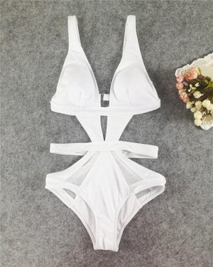 S-XL Meia maillot de bain trikini une pièce avec transparence chic noir - GUAPPAA