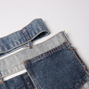 S-L Nova Jupe en jean's taille haute ouverte tendance mode - GUAPPAA