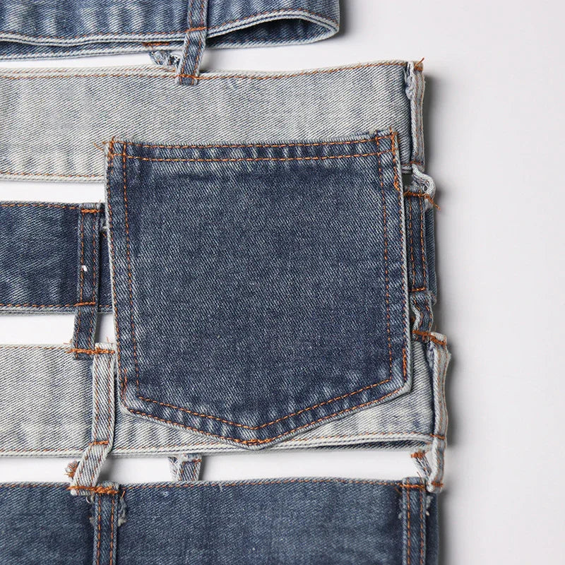 S-L Nova Jupe en jean's taille haute ouverte tendance mode - GUAPPAA