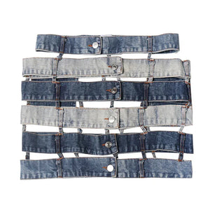 S-L Nova Jupe en jean's taille haute ouverte tendance mode - GUAPPAA