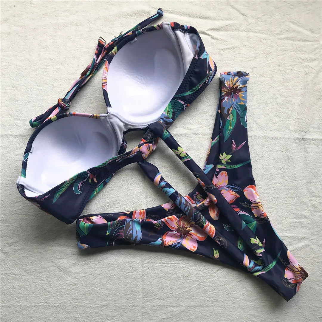 Maillot de bain tanga bandeau push-up deux pièces S M L Maurice - GUAPPAA