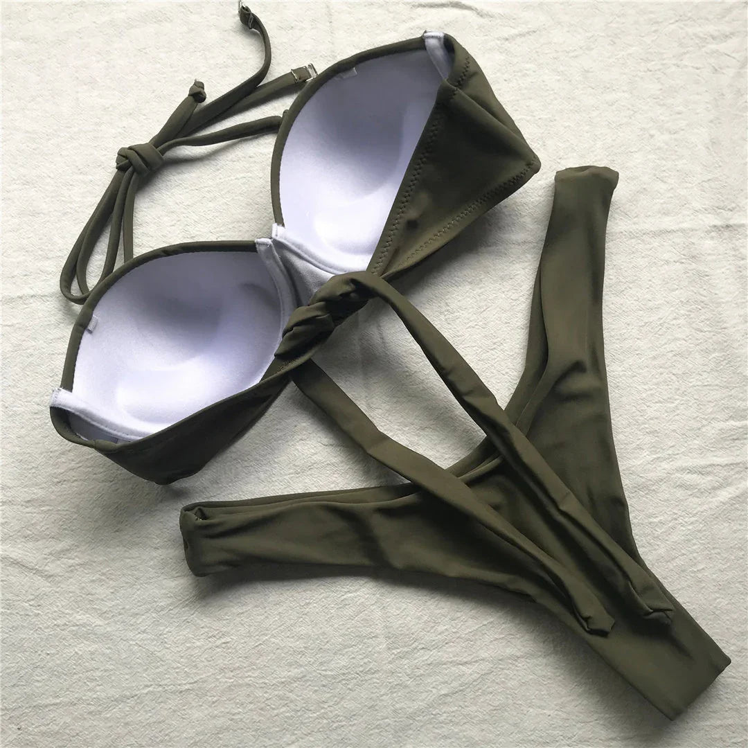 Maillot de bain tanga bandeau push-up deux pièces S M L Maurice - GUAPPAA
