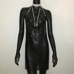Mini robe à paillettes fendue brillante métallique dorée argentée Nightlook - GUAPPAA