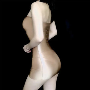 Mini robe moulante sans manches sans bretelles satinée sexy Melrose - GUAPPAA