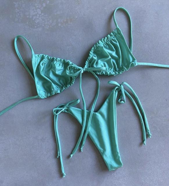 S-L Bikini string ficelle taille haute turquoise deux pièces série Tarifa Sunrise