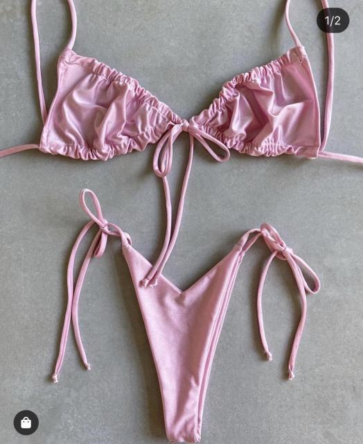 S-L Bikini string ficelle taille haute deux pièces rose série Tarifa Sunrise