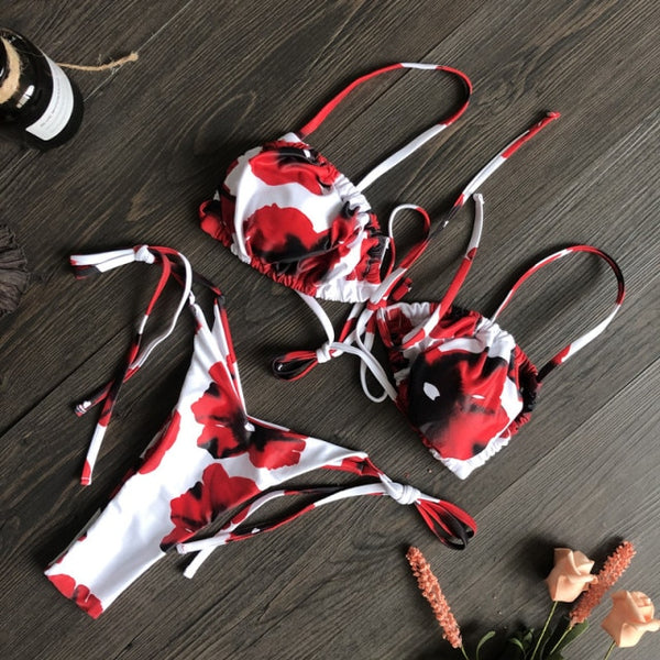 S-L Bikini string ficelle taille haute deux pièces blanc série Tarifa Sunrise