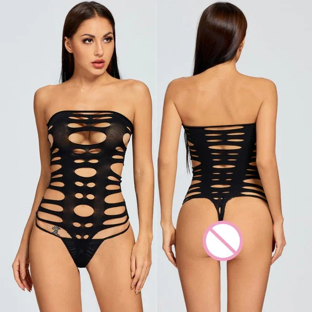 XS-XXL Body string ouvert noir transparent sexy érotique - GUAPPAA