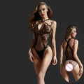XS-XXL Body culotte résille dentelle noir laçage au dos transparent sexy - GUAPPAA