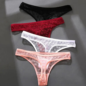 String taille basse transparent à pois M-XL noir rouge blanc rose Saint's - GUAPPAA