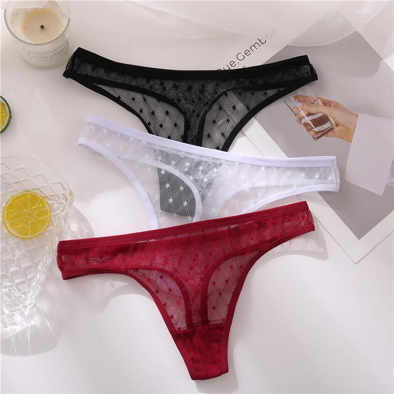 String taille basse transparent à pois M-XL noir rouge blanc rose Saint's - GUAPPAA