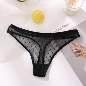 String taille basse transparent à pois M-XL noir rouge blanc rose Saint's - GUAPPAA