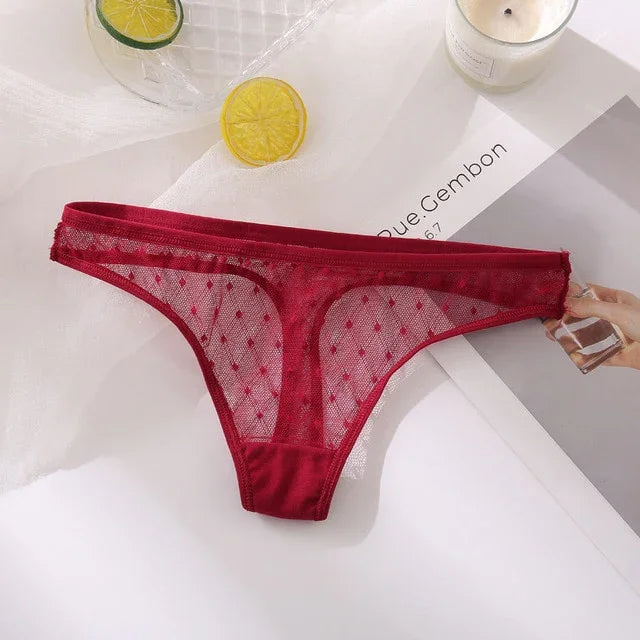 String taille basse transparent à pois M-XL noir rouge blanc rose Saint's - GUAPPAA