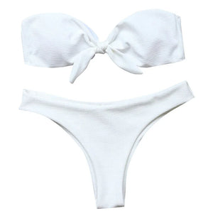 S M L Maillot de bain échancré deux pièces bandeau à noeud Quelo - GUAPPAA