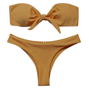 S M L Maillot de bain échancré deux pièces bandeau à noeud Quelo - GUAPPAA