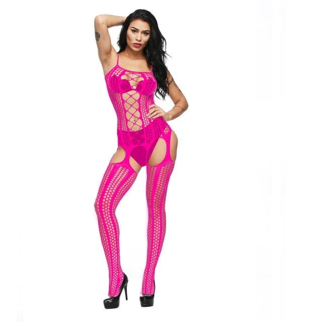 Combinaison porte-jarretelles ouverte résille érotique sexy Paralia - GUAPPAA