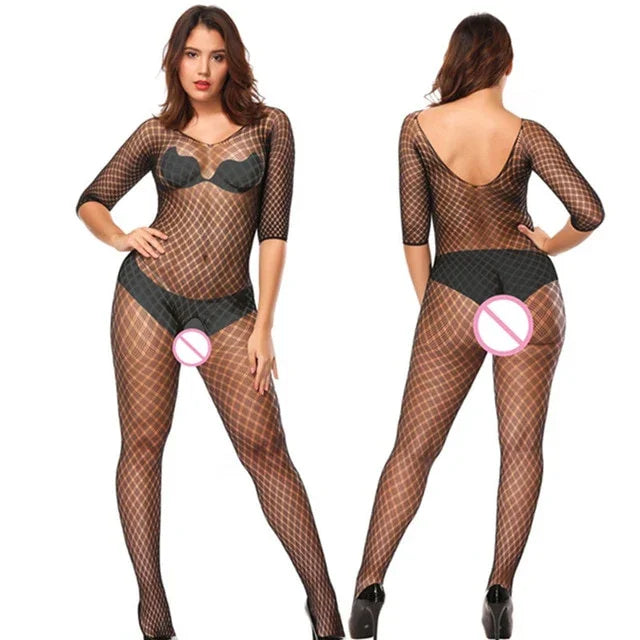 Combinaison intégrale à carreaux noir érotique sexy - GUAPPAA