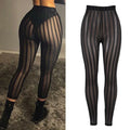 Legging femme transparent noir à rayures verticales, mode sexy, vêtement GUAPPAA