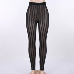 Collants femme transparents noirs à rayures verticales, accessoire mode GUAPPAA