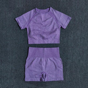 Ensemble deux pièces fitness femme sport crossfit short et crop-top Spring - GUAPPAA