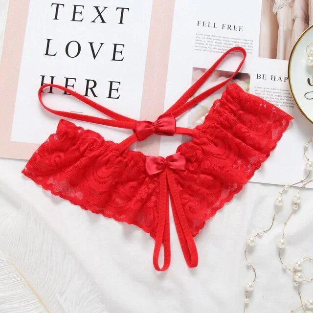 String tanga brésilien dentelle fendu à ficelles ouvert - GUAPPAA