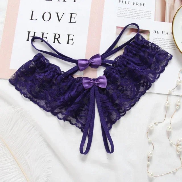 String tanga brésilien dentelle fendu à ficelles ouvert - GUAPPAA