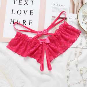 String tanga brésilien dentelle fendu à ficelles ouvert - GUAPPAA