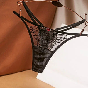 String ficelle taille basse transparent dentelle papillon Gloria - GUAPPAA