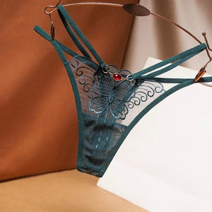 String ficelle taille basse transparent dentelle papillon Gloria - GUAPPAA