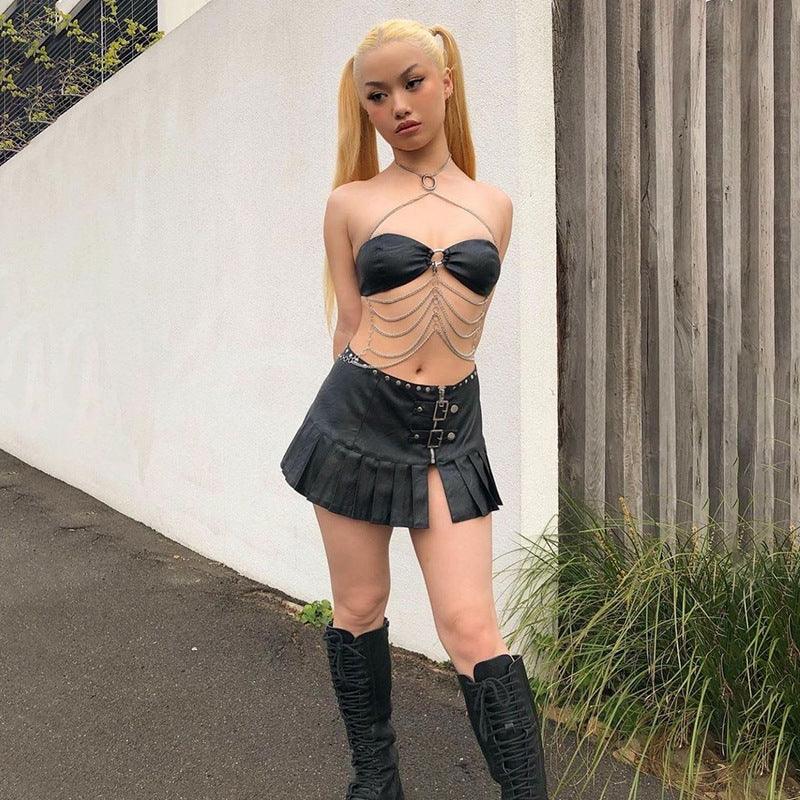 Soutien-gorge clubwear en skaï à chaînettes Nia - GUAPPAA
