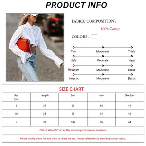S M L Crop top chemise manches longues noir blanc à boutons mode femme tendance Lenny - GUAPPAA