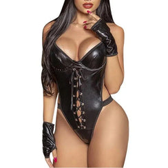 Lingerie body string à lacets ouvert noir - GUAPPAA