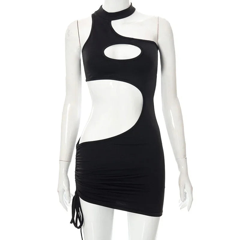 Gallia 3 couleurs micro robe asymétrique ouverte lacée sexy d'été - GUAPPAA