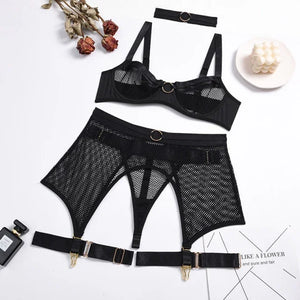 Lingerie sexy femme ensemble 4 pièces transparent Notre-Dame - GUAPPAA