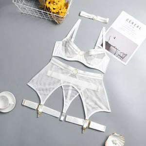 Lingerie sexy femme ensemble 4 pièces transparent Notre-Dame - GUAPPAA