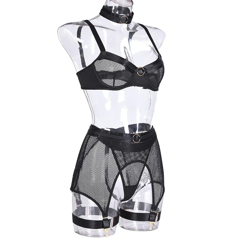 Lingerie sexy femme ensemble 4 pièces transparent Notre-Dame - GUAPPAA