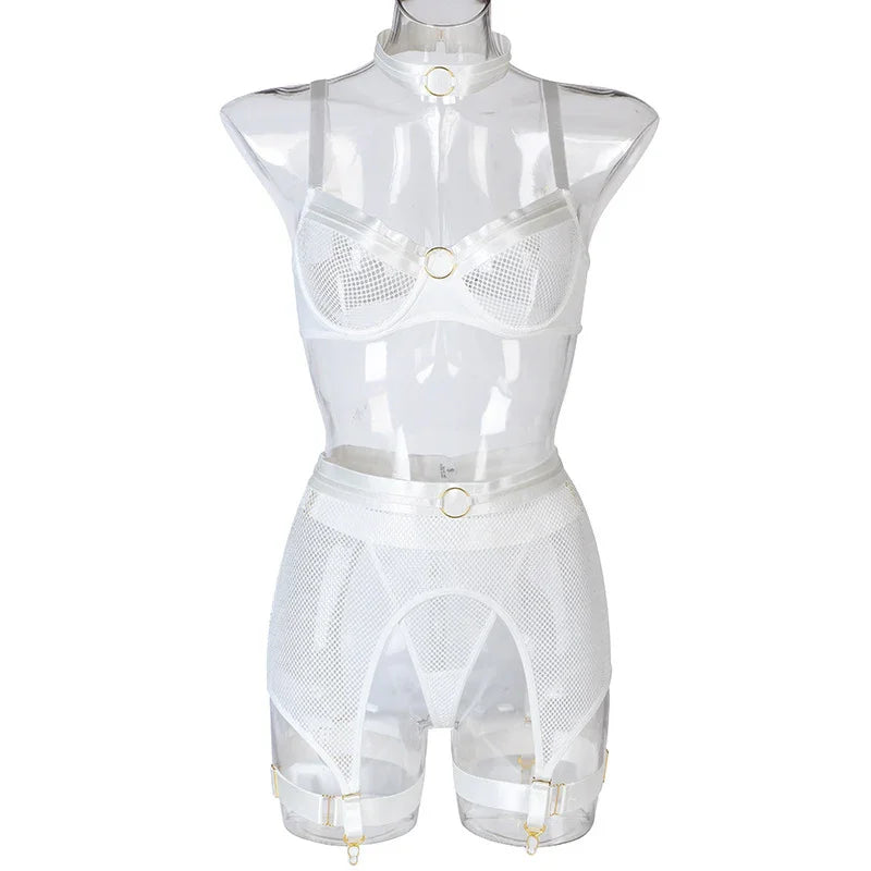 Lingerie sexy femme ensemble 4 pièces transparent Notre-Dame - GUAPPAA