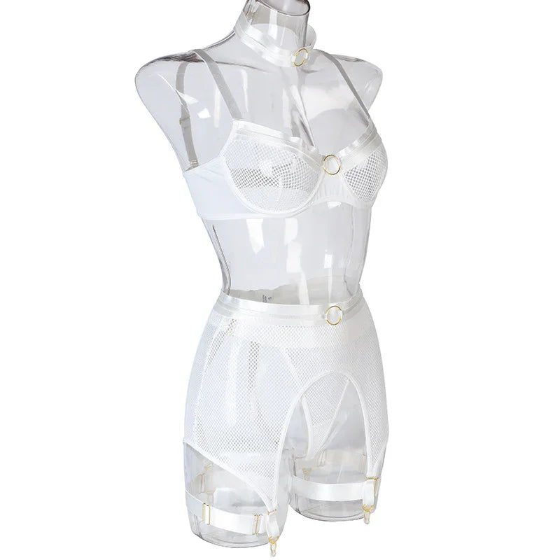 Lingerie sexy femme ensemble 4 pièces transparent Notre-Dame - GUAPPAA