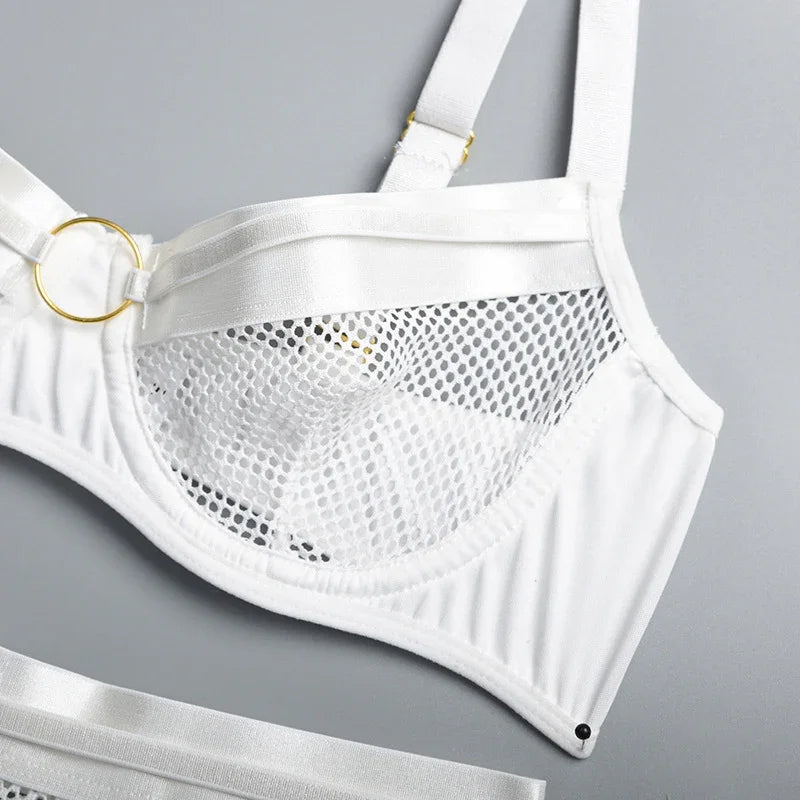 Lingerie sexy femme ensemble 4 pièces transparent Notre-Dame - GUAPPAA