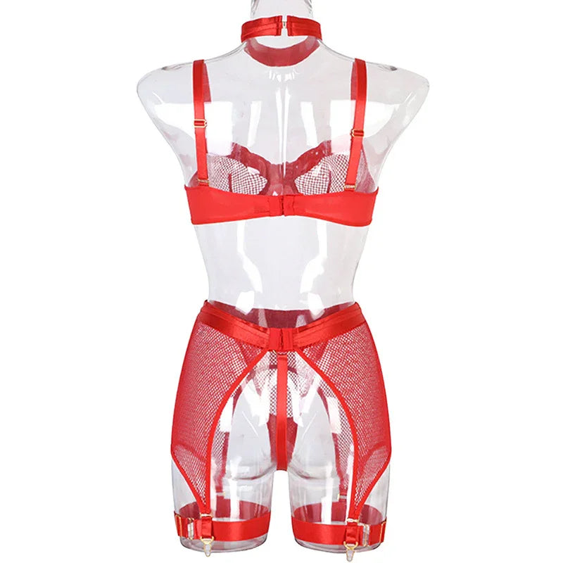 Lingerie sexy femme ensemble 4 pièces transparent Notre-Dame - GUAPPAA