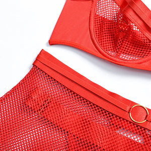 Lingerie sexy femme ensemble 4 pièces transparent Notre-Dame - GUAPPAA