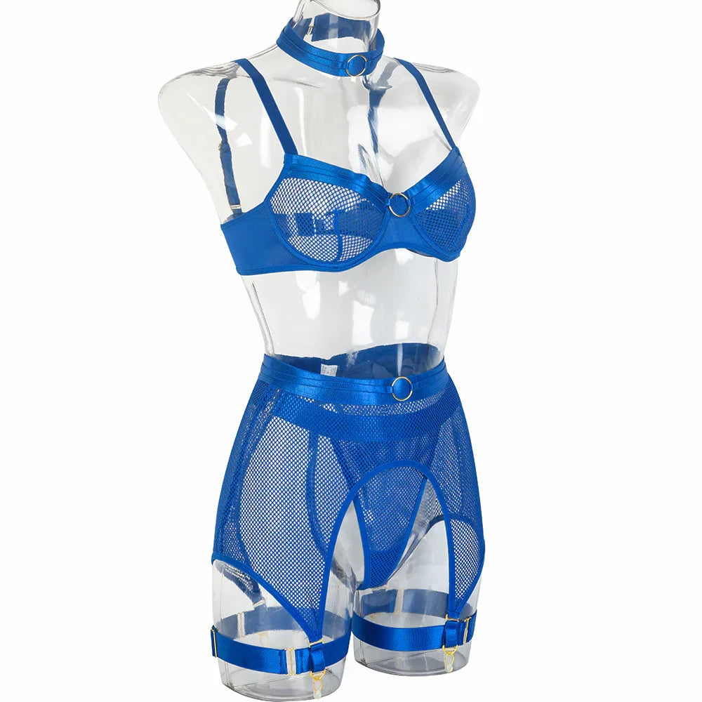 Lingerie sexy femme ensemble 4 pièces transparent Notre-Dame - GUAPPAA