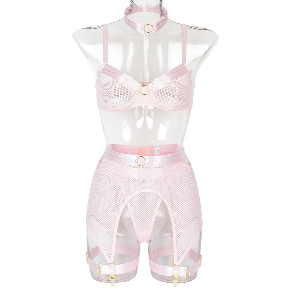 Lingerie sexy femme ensemble 4 pièces transparent Notre-Dame - GUAPPAA