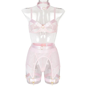 Lingerie sexy femme ensemble 4 pièces transparent Notre-Dame - GUAPPAA