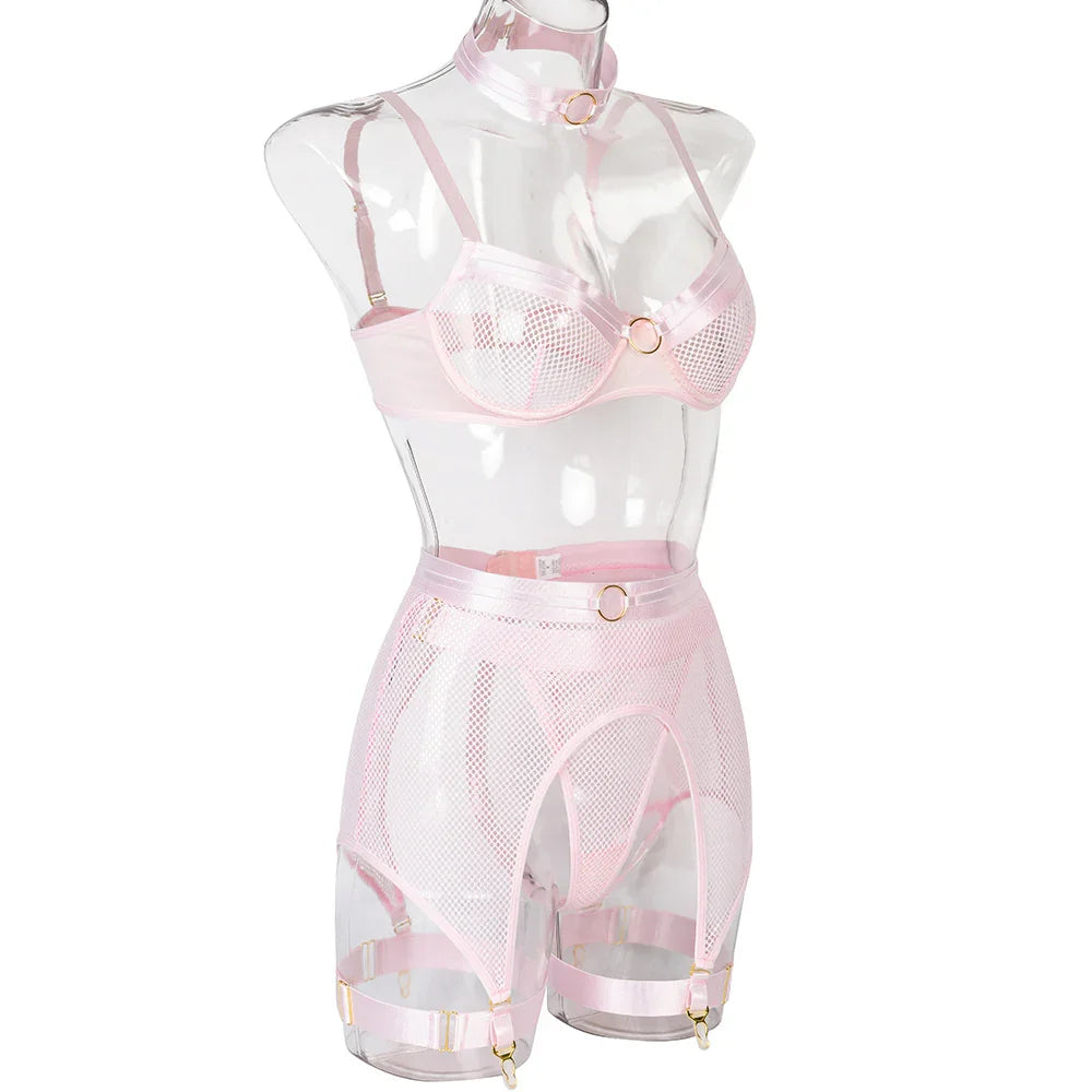 Lingerie sexy femme ensemble 4 pièces transparent Notre-Dame - GUAPPAA