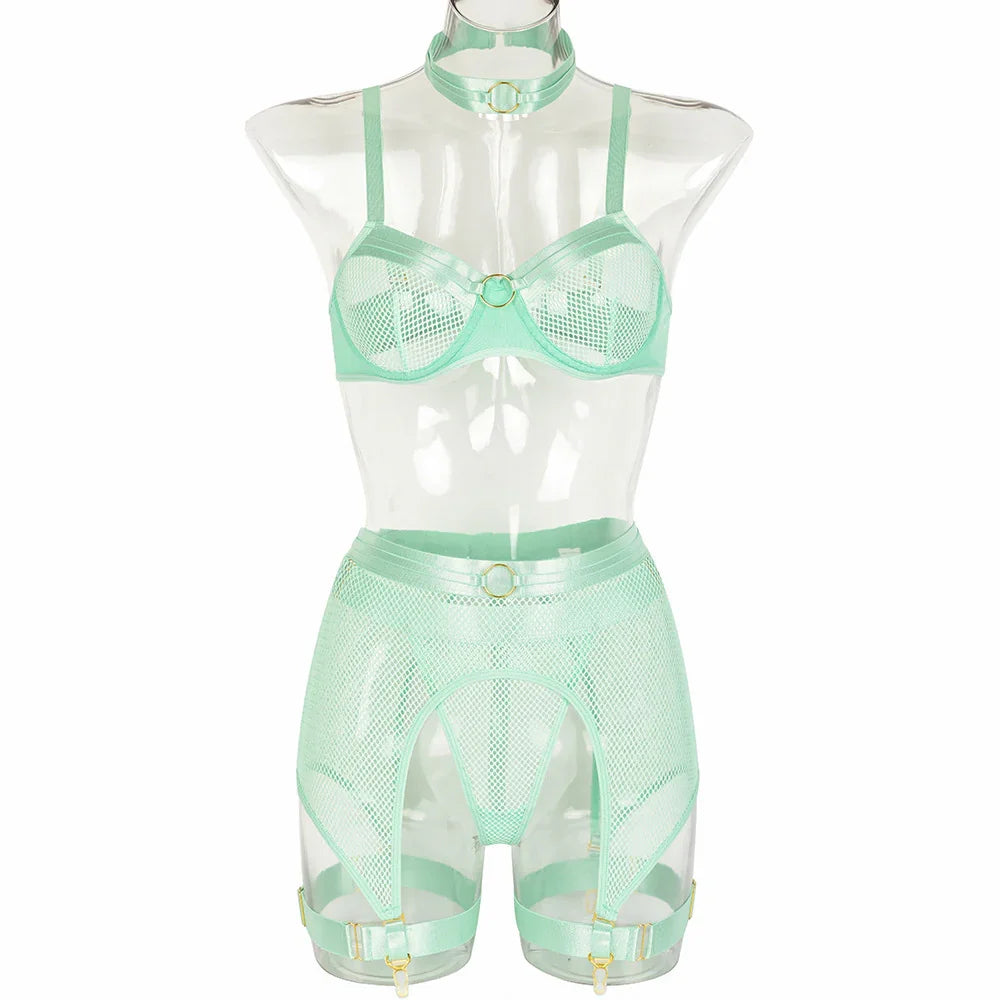 Lingerie sexy femme ensemble 4 pièces transparent Notre-Dame - GUAPPAA