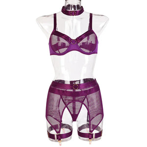 Lingerie sexy femme ensemble 4 pièces transparent Notre-Dame - GUAPPAA