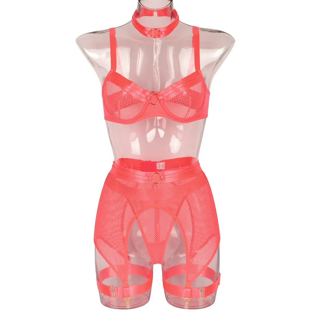Lingerie sexy femme ensemble 4 pièces transparent Notre-Dame - GUAPPAA