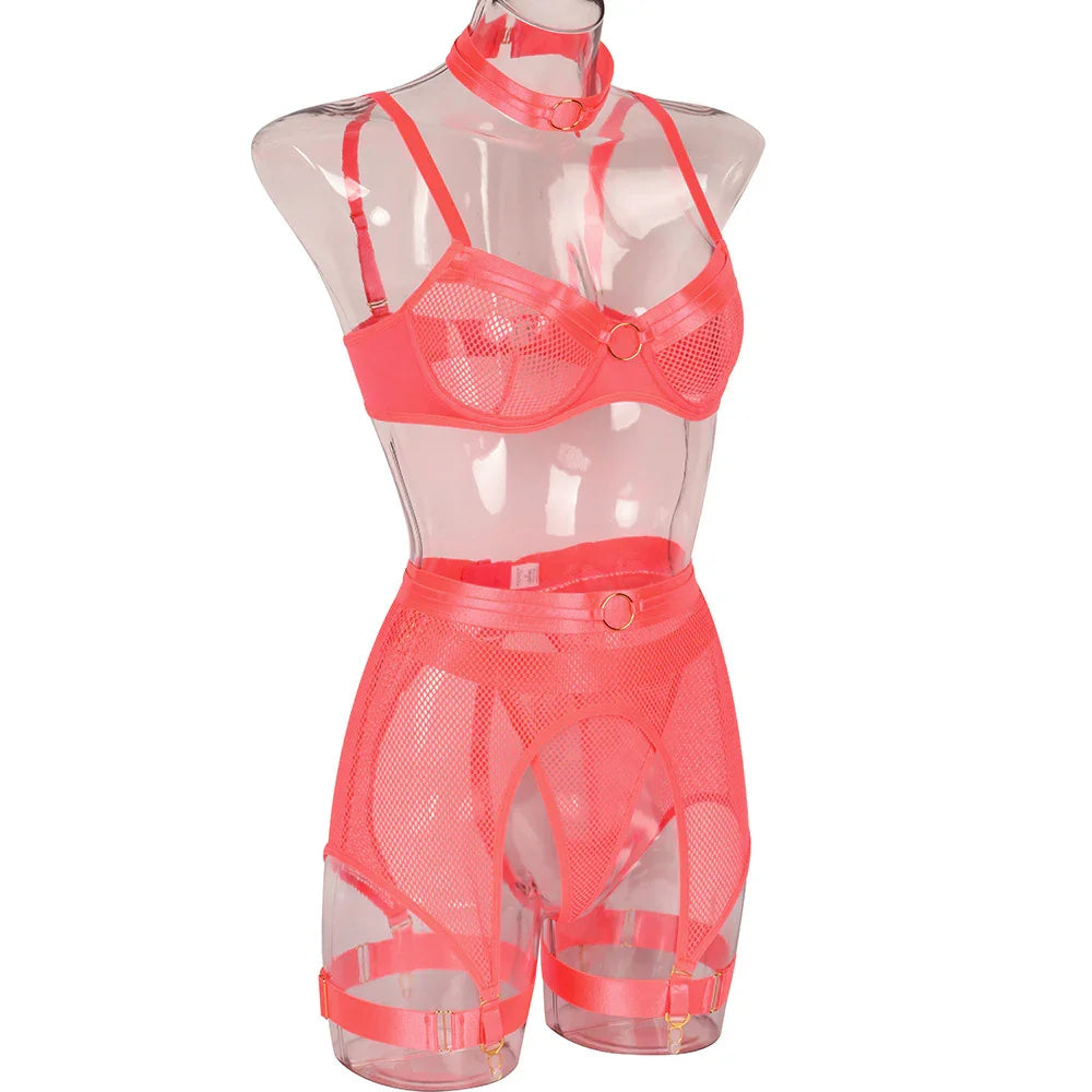 Lingerie sexy femme ensemble 4 pièces transparent Notre-Dame - GUAPPAA